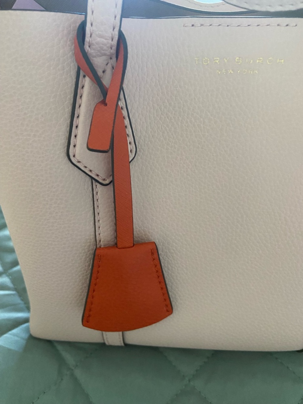 Tory Burch Blush Tote with Orange Tag Accent - Picture 5 of 12